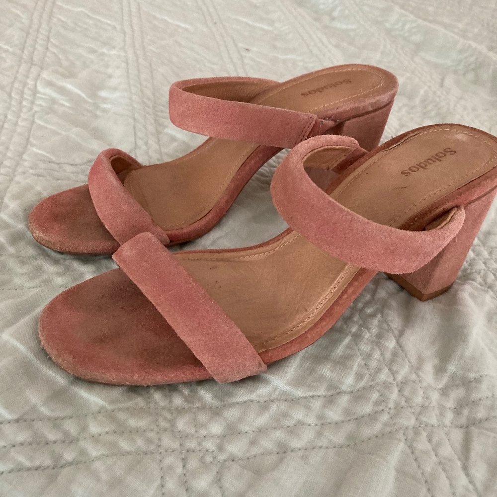 Soludos pink suede Ines heels
